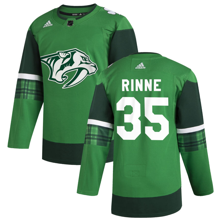 Nashville Predators #35 Pekka Rinne Men Adidas 2020 St. Patrick Day Stitched NHL Jersey Green->nashville predators->NHL Jersey